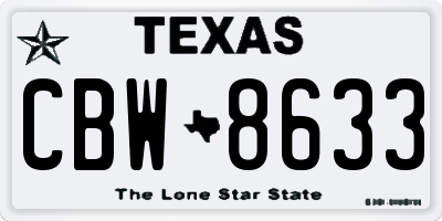 TX license plate CBW8633
