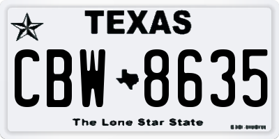 TX license plate CBW8635