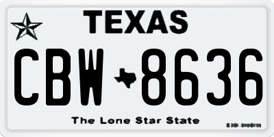 TX license plate CBW8636