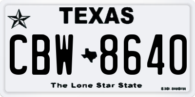 TX license plate CBW8640