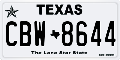 TX license plate CBW8644