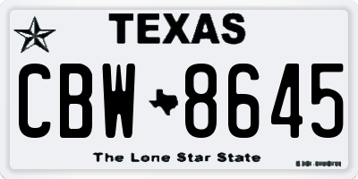 TX license plate CBW8645