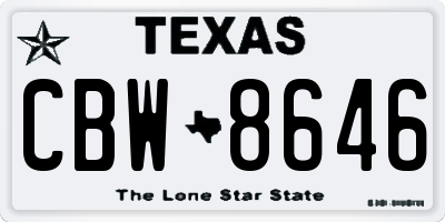 TX license plate CBW8646