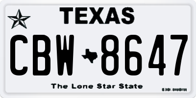 TX license plate CBW8647