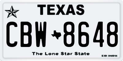 TX license plate CBW8648