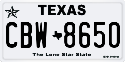 TX license plate CBW8650
