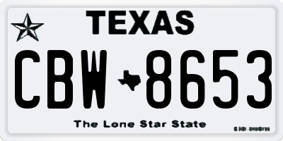 TX license plate CBW8653