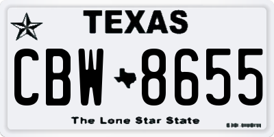 TX license plate CBW8655