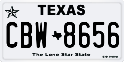 TX license plate CBW8656
