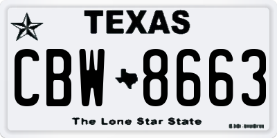 TX license plate CBW8663