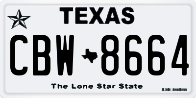 TX license plate CBW8664