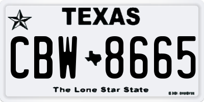 TX license plate CBW8665