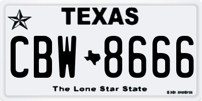 TX license plate CBW8666