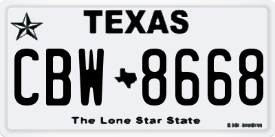 TX license plate CBW8668