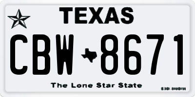 TX license plate CBW8671