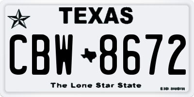 TX license plate CBW8672
