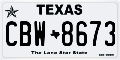 TX license plate CBW8673