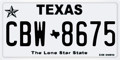 TX license plate CBW8675