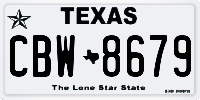 TX license plate CBW8679