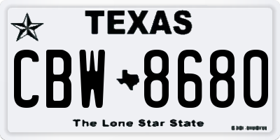 TX license plate CBW8680