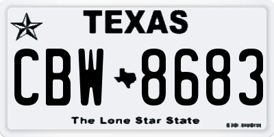 TX license plate CBW8683