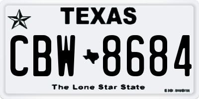 TX license plate CBW8684