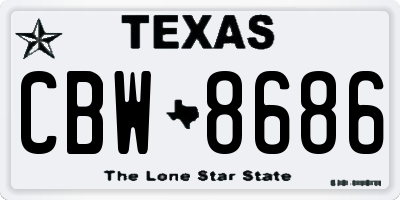 TX license plate CBW8686