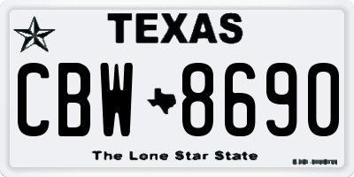 TX license plate CBW8690