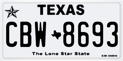 TX license plate CBW8693