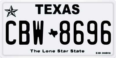 TX license plate CBW8696