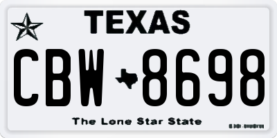 TX license plate CBW8698