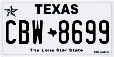 TX license plate CBW8699