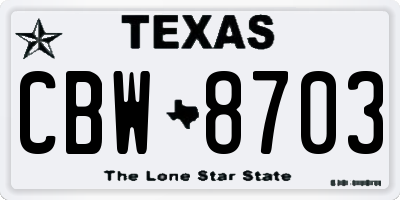 TX license plate CBW8703