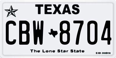 TX license plate CBW8704