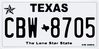 TX license plate CBW8705