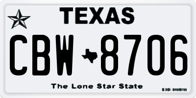 TX license plate CBW8706