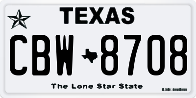 TX license plate CBW8708