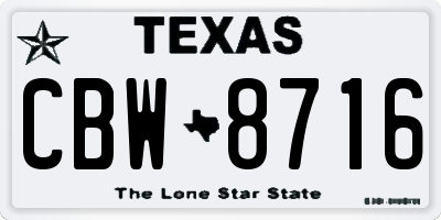 TX license plate CBW8716