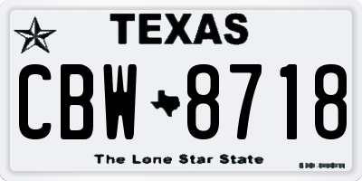 TX license plate CBW8718