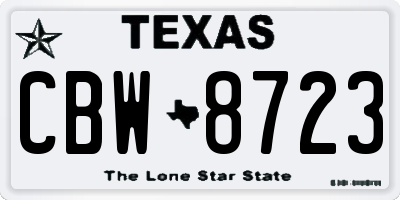 TX license plate CBW8723