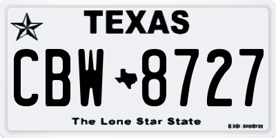 TX license plate CBW8727