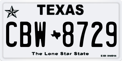 TX license plate CBW8729