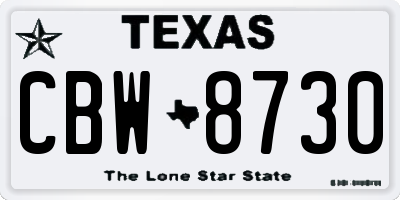 TX license plate CBW8730