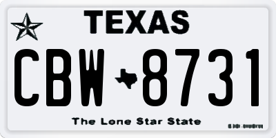 TX license plate CBW8731