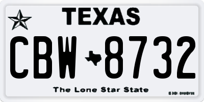 TX license plate CBW8732