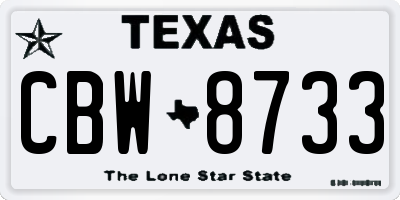 TX license plate CBW8733