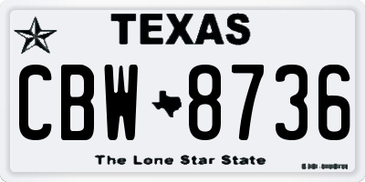 TX license plate CBW8736