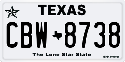 TX license plate CBW8738