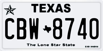 TX license plate CBW8740