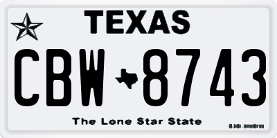 TX license plate CBW8743